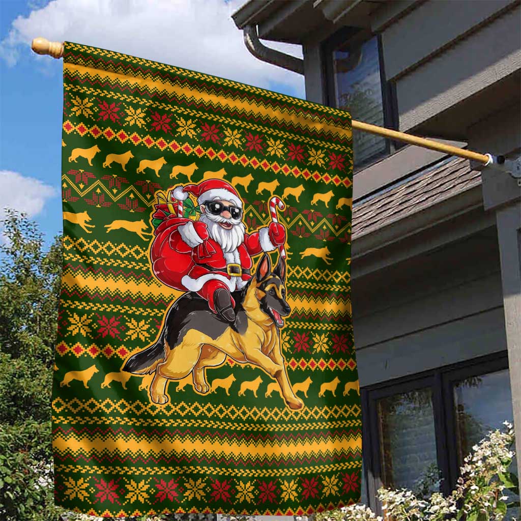 Awesome German Shepherd Dog Santa Claus Christmas Garden Flag Xmas Holiday Patterns - Wonder Print Shop