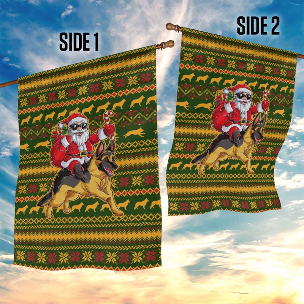 Awesome German Shepherd Dog Santa Claus Christmas Garden Flag Xmas Holiday Patterns - Wonder Print Shop