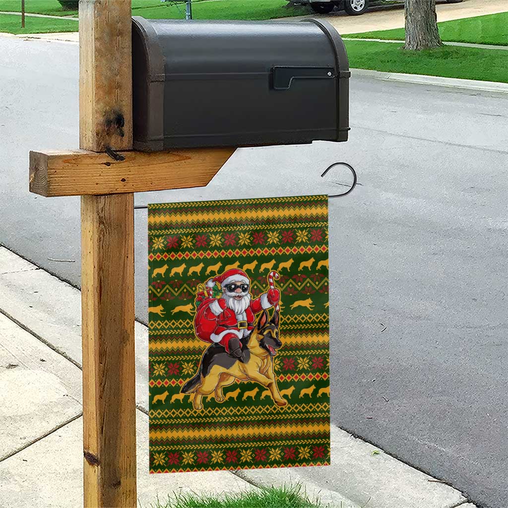 Awesome German Shepherd Dog Santa Claus Christmas Garden Flag Xmas Holiday Patterns - Wonder Print Shop