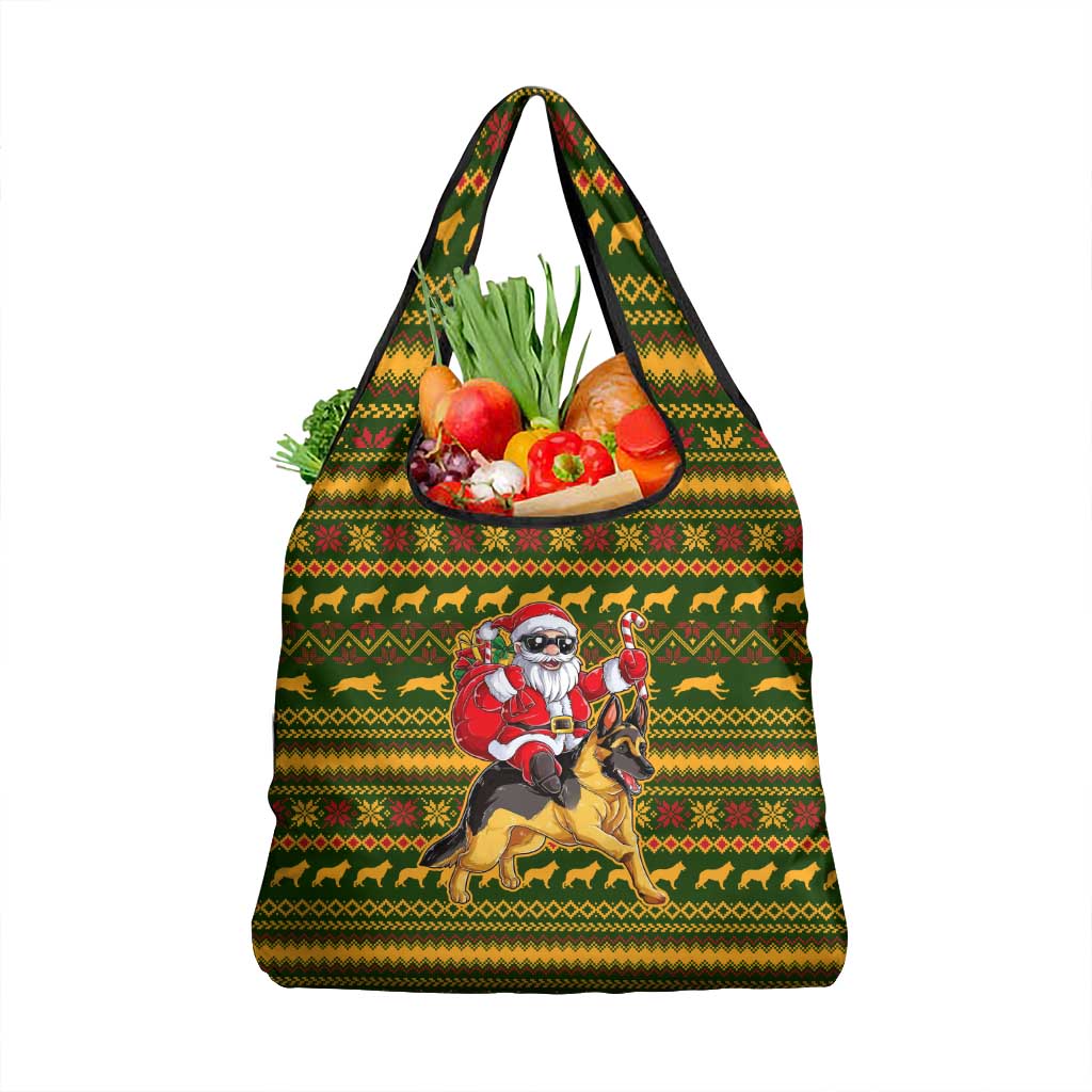Awesome German Shepherd Dog Santa Claus Christmas Grocery Bag Xmas Holiday Patterns - Wonder Print Shop