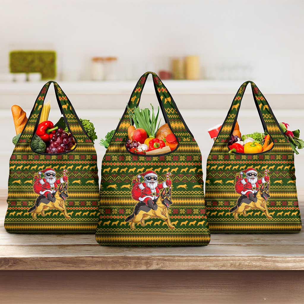 Awesome German Shepherd Dog Santa Claus Christmas Grocery Bag Xmas Holiday Patterns - Wonder Print Shop