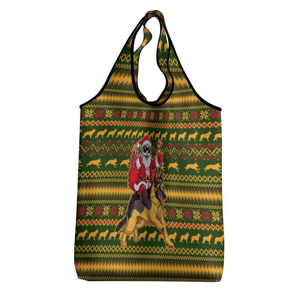 Awesome German Shepherd Dog Santa Claus Christmas Grocery Bag Xmas Holiday Patterns - Wonder Print Shop
