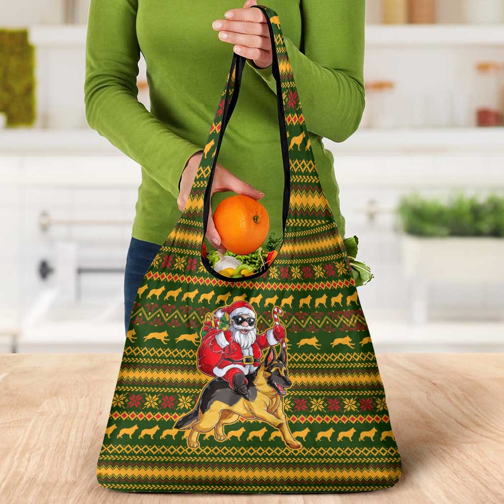 Awesome German Shepherd Dog Santa Claus Christmas Grocery Bag Xmas Holiday Patterns - Wonder Print Shop