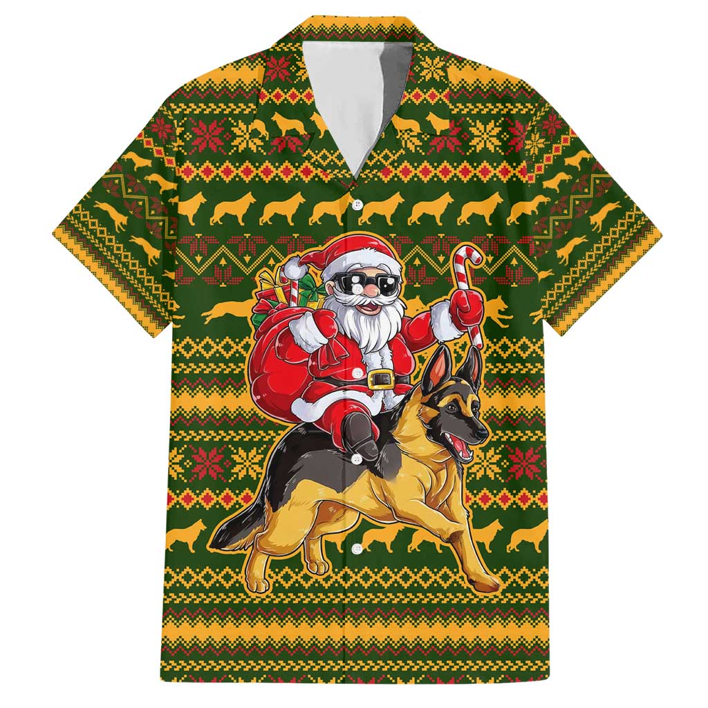 Awesome German Shepherd Dog Santa Claus Christmas Hawaiian Shirt Xmas Holiday Patterns - Wonder Print Shop