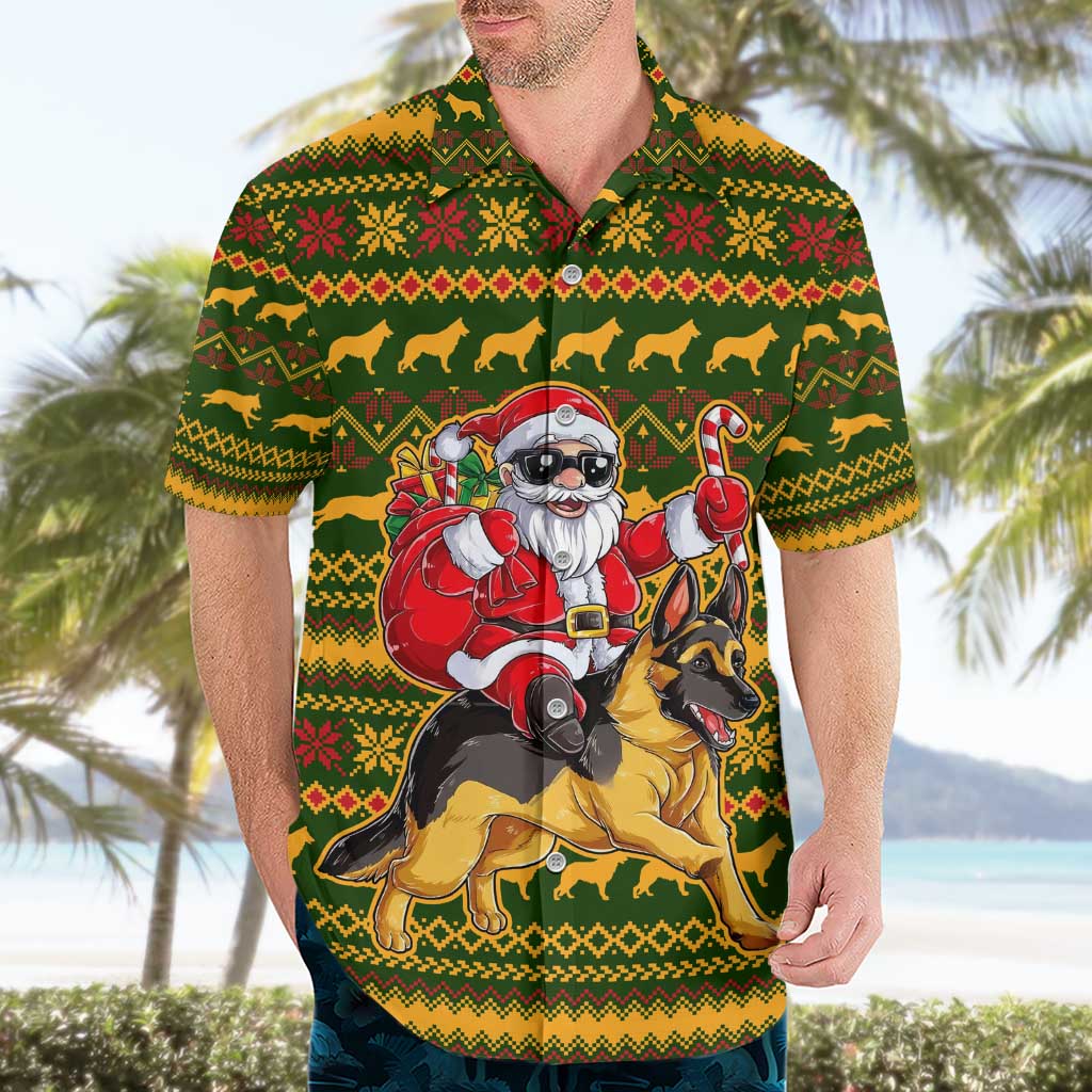 Awesome German Shepherd Dog Santa Claus Christmas Hawaiian Shirt Xmas Holiday Patterns - Wonder Print Shop