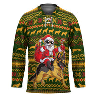 Awesome German Shepherd Dog Santa Claus Christmas Hockey Jersey Xmas Holiday Patterns - Wonder Print Shop