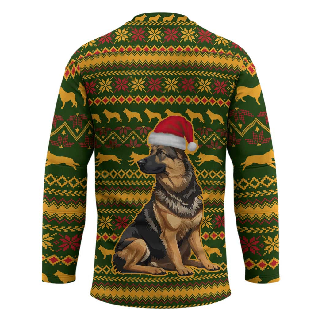 Awesome German Shepherd Dog Santa Claus Christmas Hockey Jersey Xmas Holiday Patterns - Wonder Print Shop