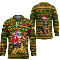 Awesome German Shepherd Dog Santa Claus Christmas Hockey Jersey Xmas Holiday Patterns - Wonder Print Shop