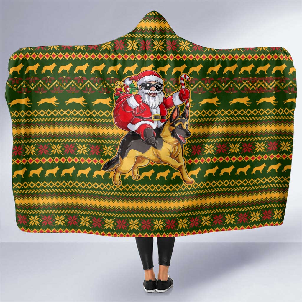 Awesome German Shepherd Dog Santa Claus Christmas Hooded Blanket Xmas Holiday Patterns - Wonder Print Shop