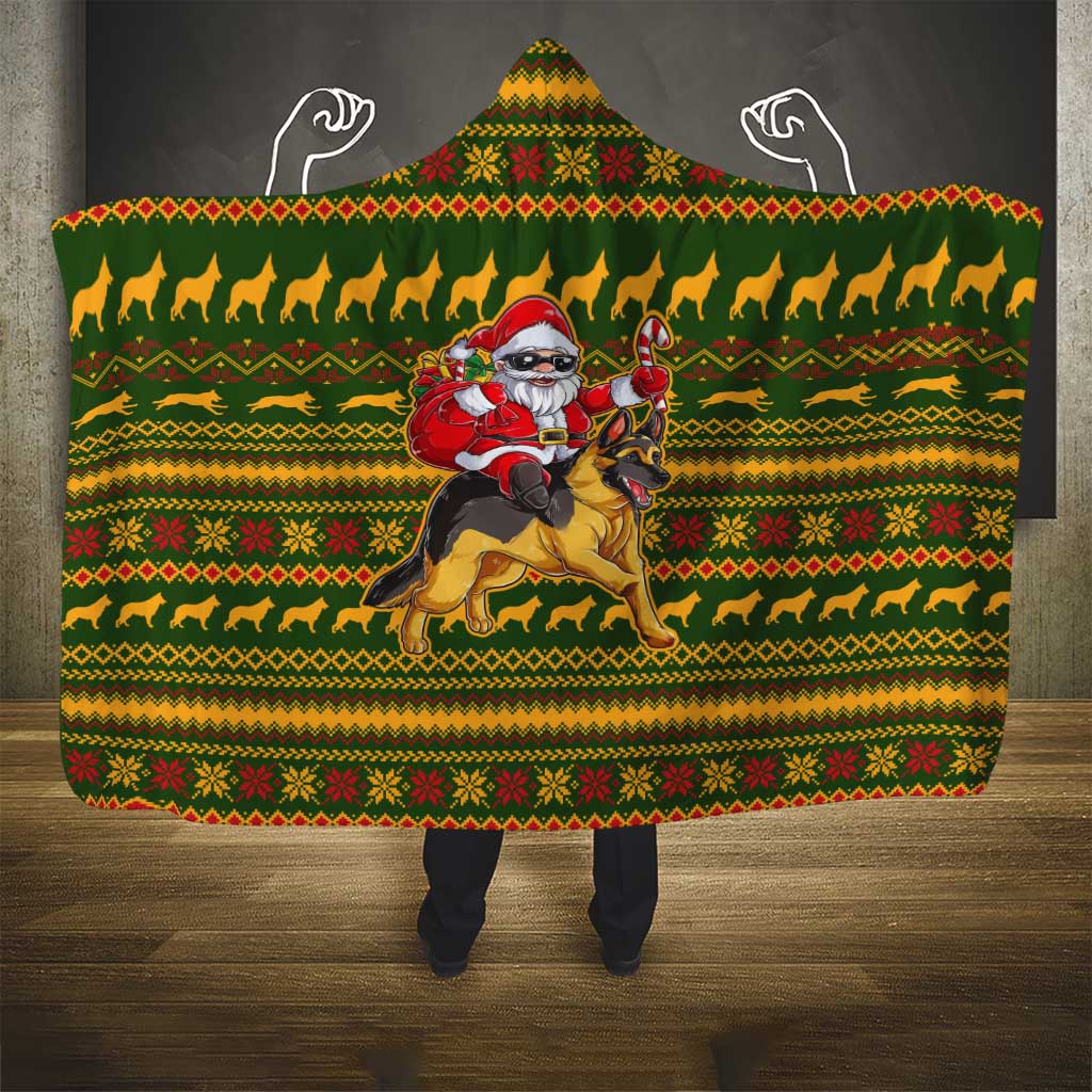 Awesome German Shepherd Dog Santa Claus Christmas Hooded Blanket Xmas Holiday Patterns - Wonder Print Shop