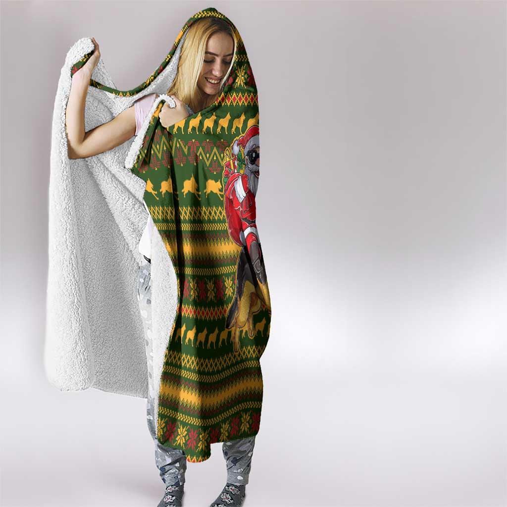 Awesome German Shepherd Dog Santa Claus Christmas Hooded Blanket Xmas Holiday Patterns - Wonder Print Shop