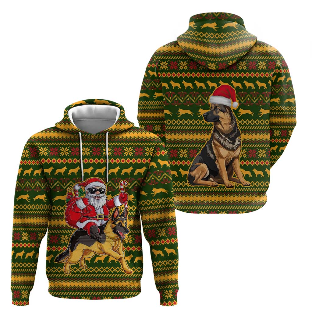 Awesome German Shepherd Dog Santa Claus Christmas Hoodie Xmas Holiday Patterns - Wonder Print Shop