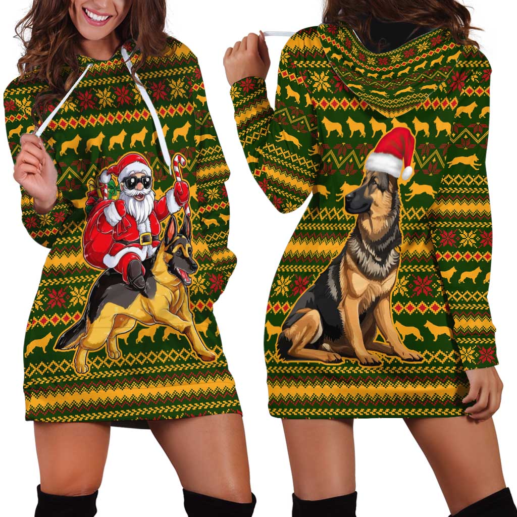 Awesome German Shepherd Dog Santa Claus Christmas Hoodie Dress Xmas Holiday Patterns - Wonder Print Shop