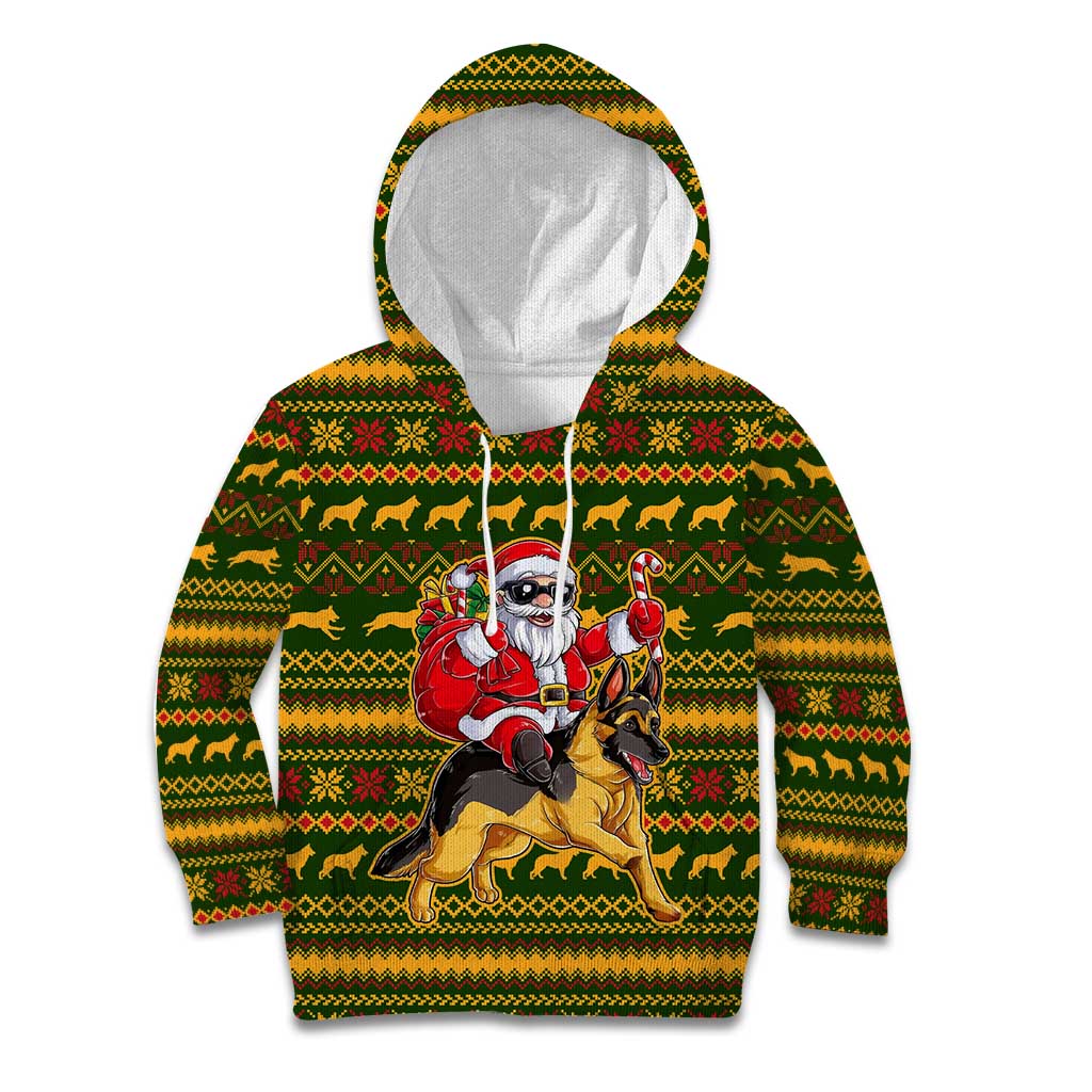 Awesome German Shepherd Dog Santa Claus Christmas Kid Hoodie Xmas Holiday Patterns - Wonder Print Shop