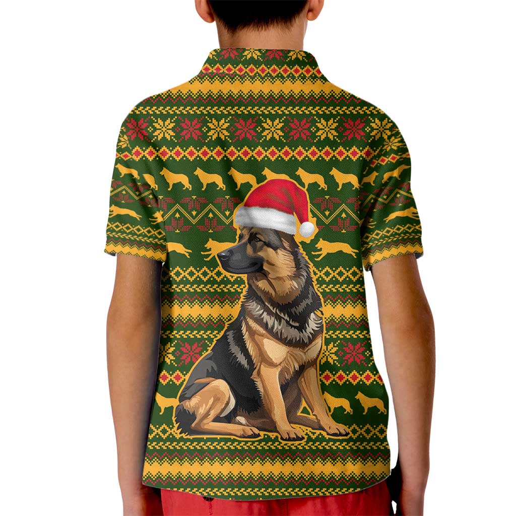 Awesome German Shepherd Dog Santa Claus Christmas Kid Polo Shirt Xmas Holiday Patterns - Wonder Print Shop