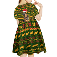 Awesome German Shepherd Dog Santa Claus Christmas Kid Short Sleeve Dress Xmas Holiday Patterns - Wonder Print Shop