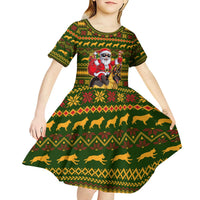 Awesome German Shepherd Dog Santa Claus Christmas Kid Short Sleeve Dress Xmas Holiday Patterns - Wonder Print Shop