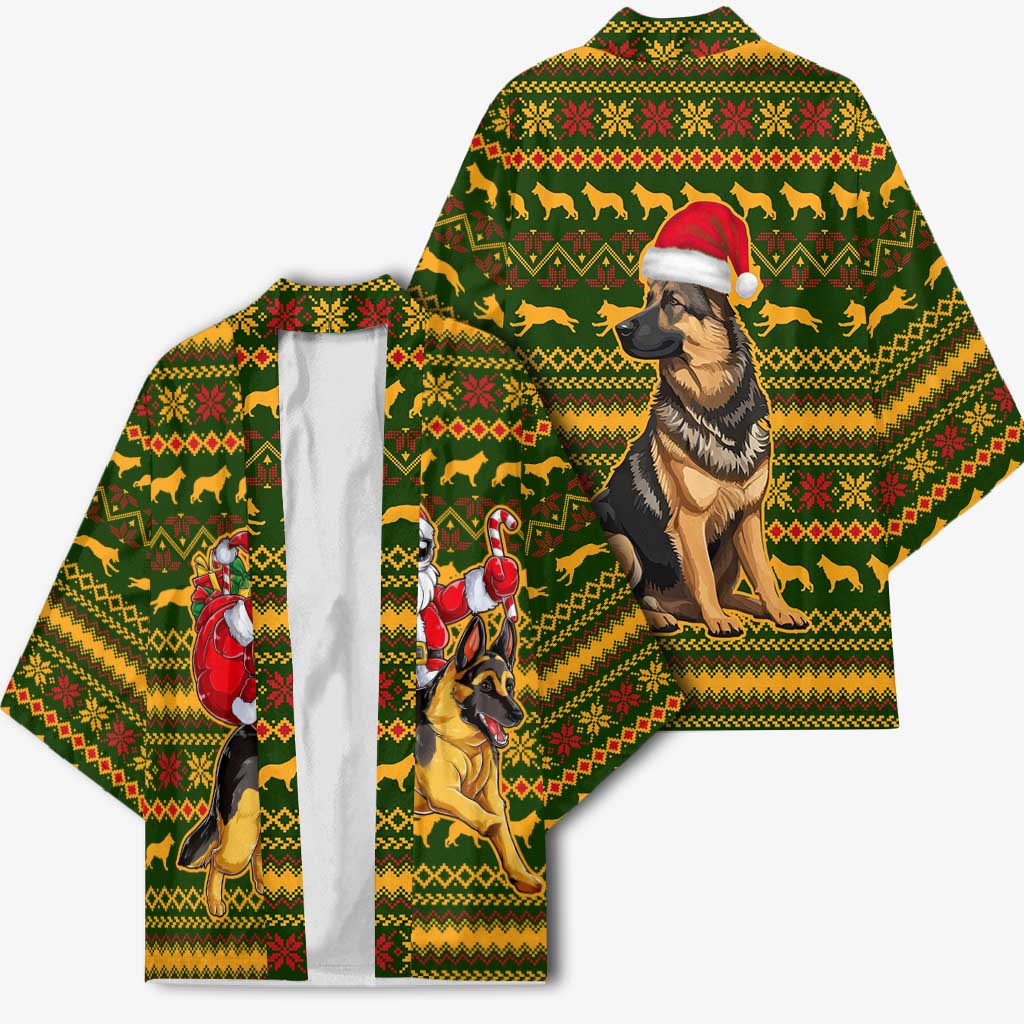 Awesome German Shepherd Dog Santa Claus Christmas Kimono Xmas Holiday Patterns - Wonder Print Shop