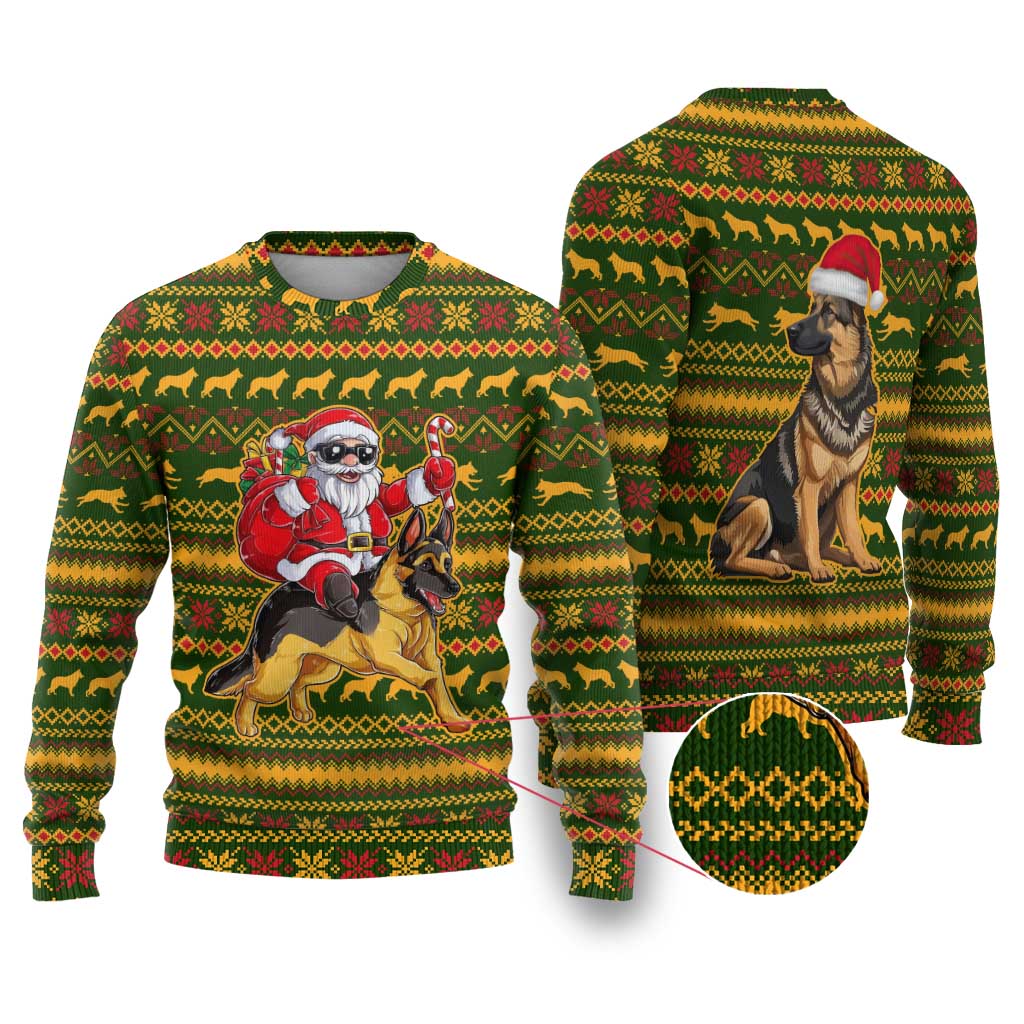 Awesome German Shepherd Dog Santa Claus Christmas Ugly Christmas Sweater Xmas Holiday Patterns - Wonder Print Shop