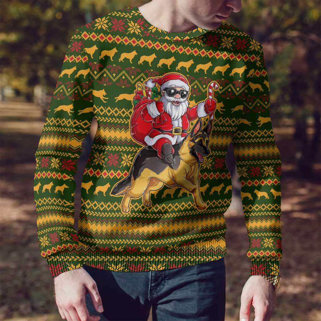 Awesome German Shepherd Dog Santa Claus Christmas Ugly Christmas Sweater Xmas Holiday Patterns - Wonder Print Shop