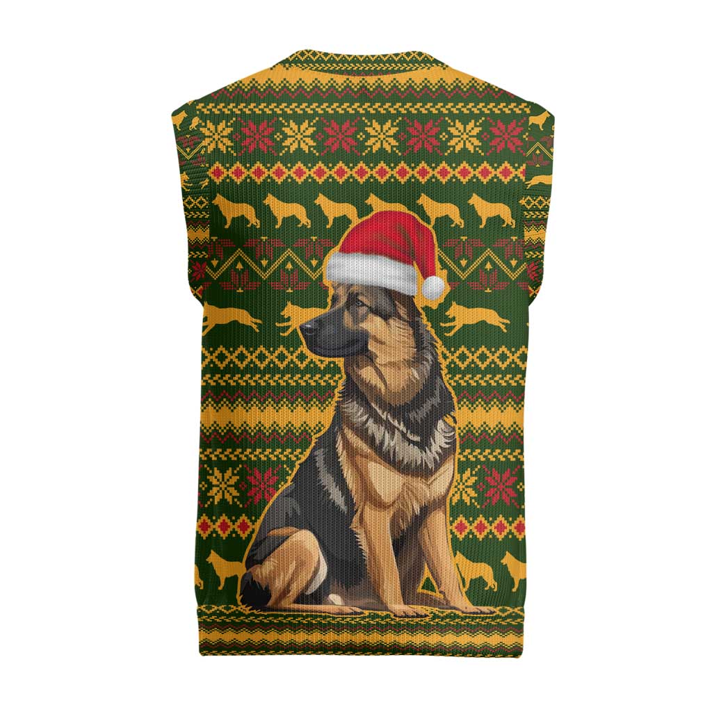 Awesome German Shepherd Dog Santa Claus Christmas Knitted V-Neck Vest Xmas Holiday Patterns - Wonder Print Shop
