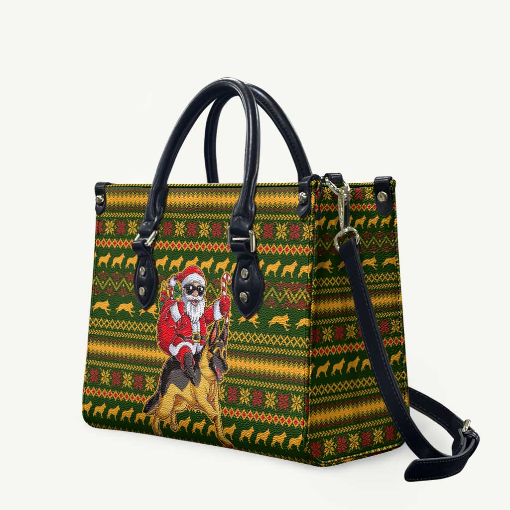 Awesome German Shepherd Dog Santa Claus Christmas Leather Bag Xmas Holiday Patterns - Wonder Print Shop