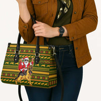 Awesome German Shepherd Dog Santa Claus Christmas Leather Bag Xmas Holiday Patterns - Wonder Print Shop