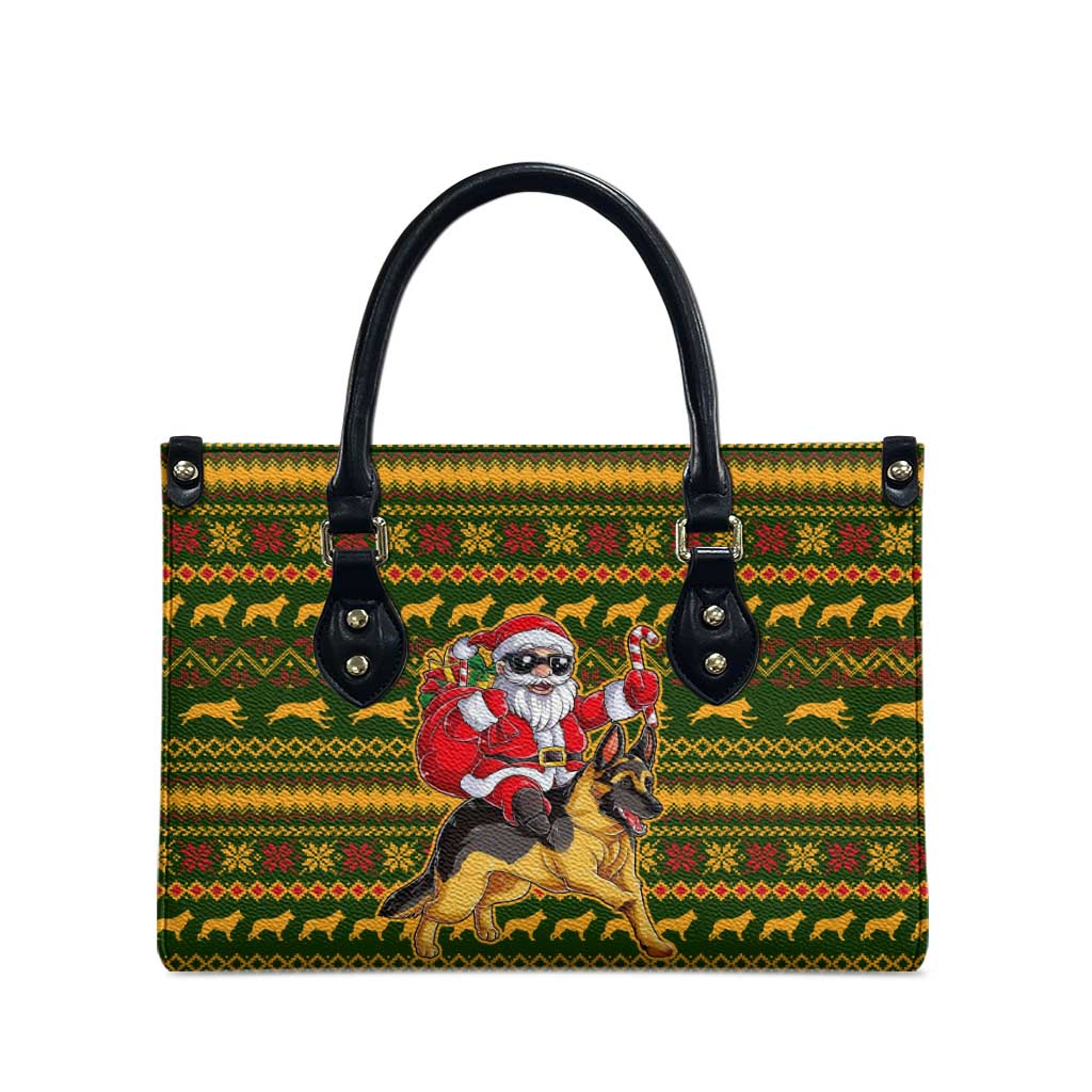 Awesome German Shepherd Dog Santa Claus Christmas Leather Bag Xmas Holiday Patterns - Wonder Print Shop
