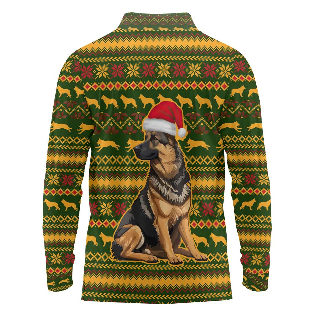 Awesome German Shepherd Dog Santa Claus Christmas Long Sleeve Polo Shirt Xmas Holiday Patterns - Wonder Print Shop