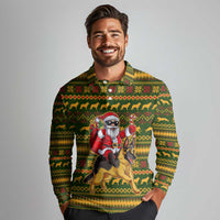 Awesome German Shepherd Dog Santa Claus Christmas Long Sleeve Polo Shirt Xmas Holiday Patterns - Wonder Print Shop
