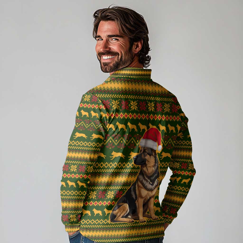 Awesome German Shepherd Dog Santa Claus Christmas Long Sleeve Polo Shirt Xmas Holiday Patterns - Wonder Print Shop