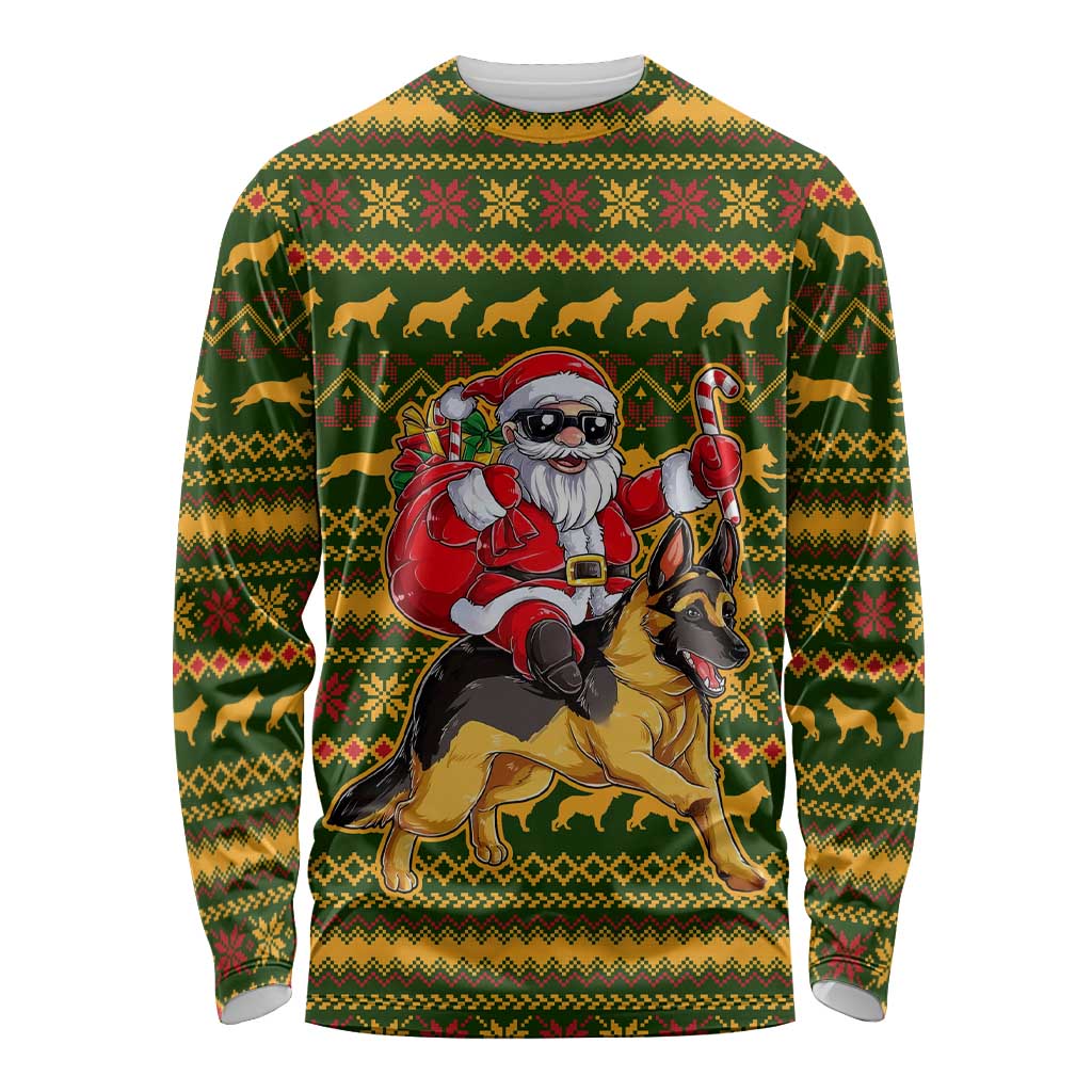 Awesome German Shepherd Dog Santa Claus Christmas Long Sleeve Shirt Xmas Holiday Patterns - Wonder Print Shop
