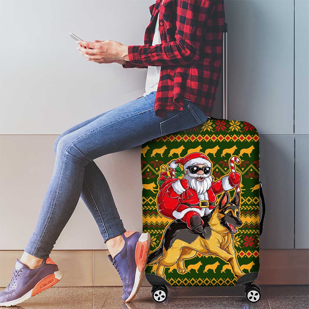 Awesome German Shepherd Dog Santa Claus Christmas Luggage Cover Xmas Holiday Patterns - Wonder Print Shop
