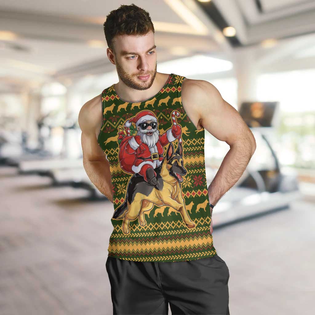 Awesome German Shepherd Dog Santa Claus Christmas Men Tank Top Xmas Holiday Patterns - Wonder Print Shop