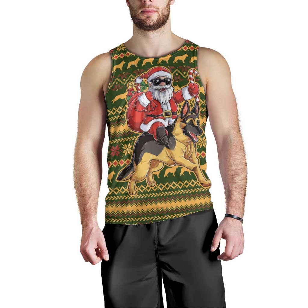 Awesome German Shepherd Dog Santa Claus Christmas Men Tank Top Xmas Holiday Patterns - Wonder Print Shop
