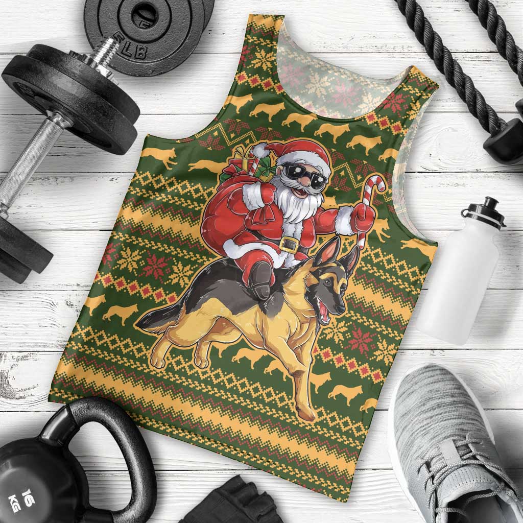 Awesome German Shepherd Dog Santa Claus Christmas Men Tank Top Xmas Holiday Patterns - Wonder Print Shop