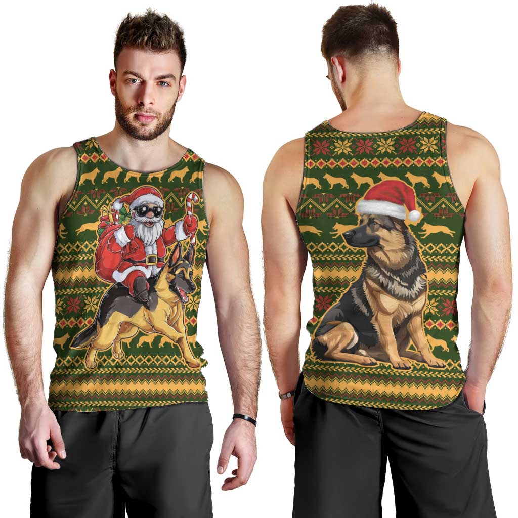 Awesome German Shepherd Dog Santa Claus Christmas Men Tank Top Xmas Holiday Patterns - Wonder Print Shop