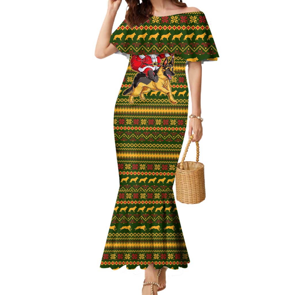 Awesome German Shepherd Dog Santa Claus Christmas Mermaid Dress Xmas Holiday Patterns - Wonder Print Shop