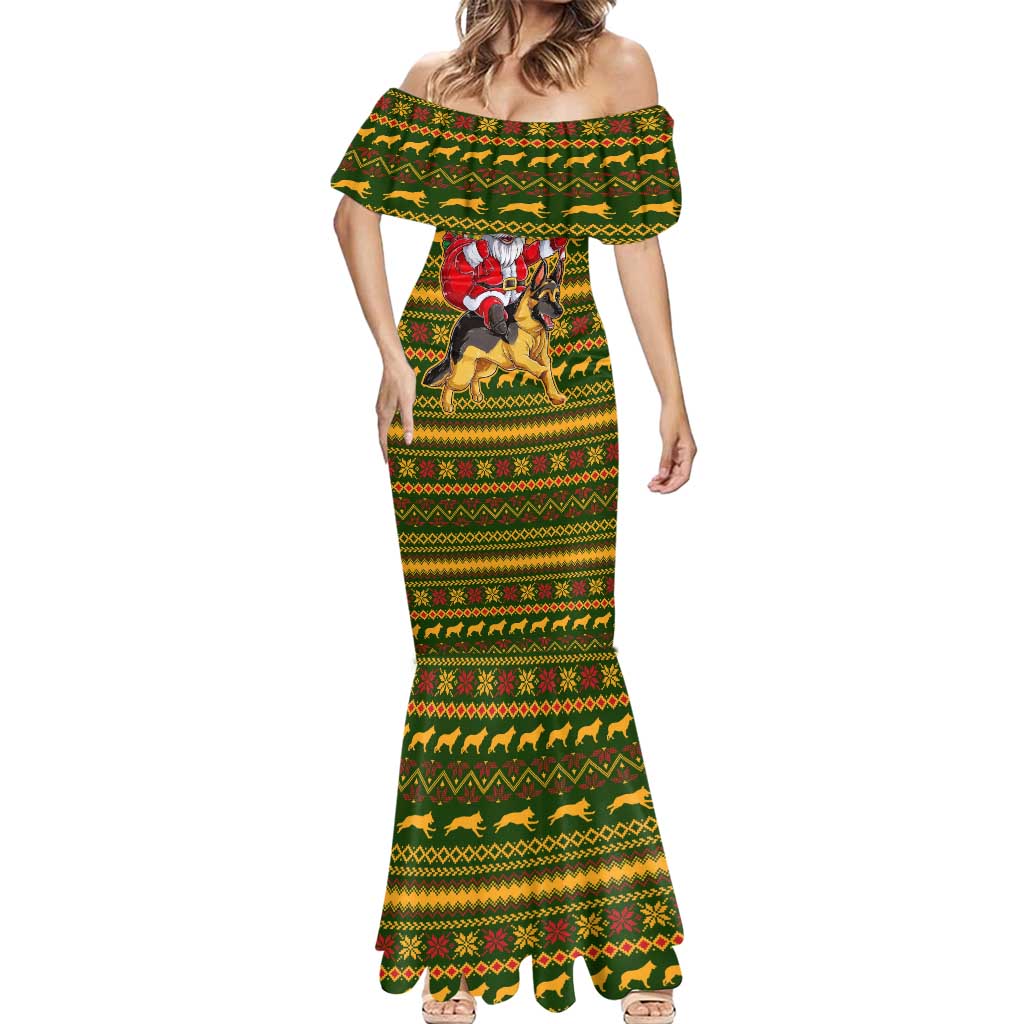 Awesome German Shepherd Dog Santa Claus Christmas Mermaid Dress Xmas Holiday Patterns - Wonder Print Shop