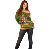 Awesome German Shepherd Dog Santa Claus Christmas Off Shoulder Sweater Xmas Holiday Patterns - Wonder Print Shop