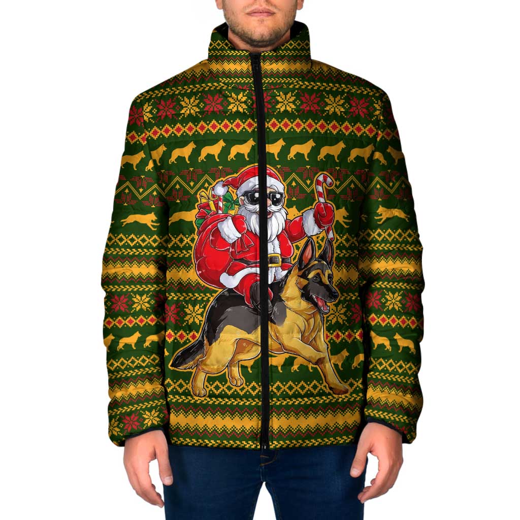 Awesome German Shepherd Dog Santa Claus Christmas Padded Jacket Xmas Holiday Patterns - Wonder Print Shop