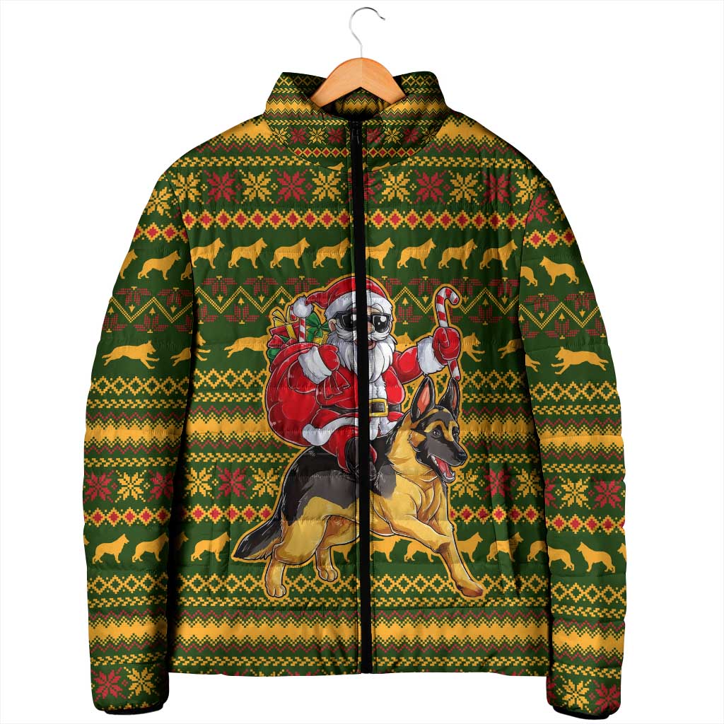 Awesome German Shepherd Dog Santa Claus Christmas Padded Jacket Xmas Holiday Patterns - Wonder Print Shop