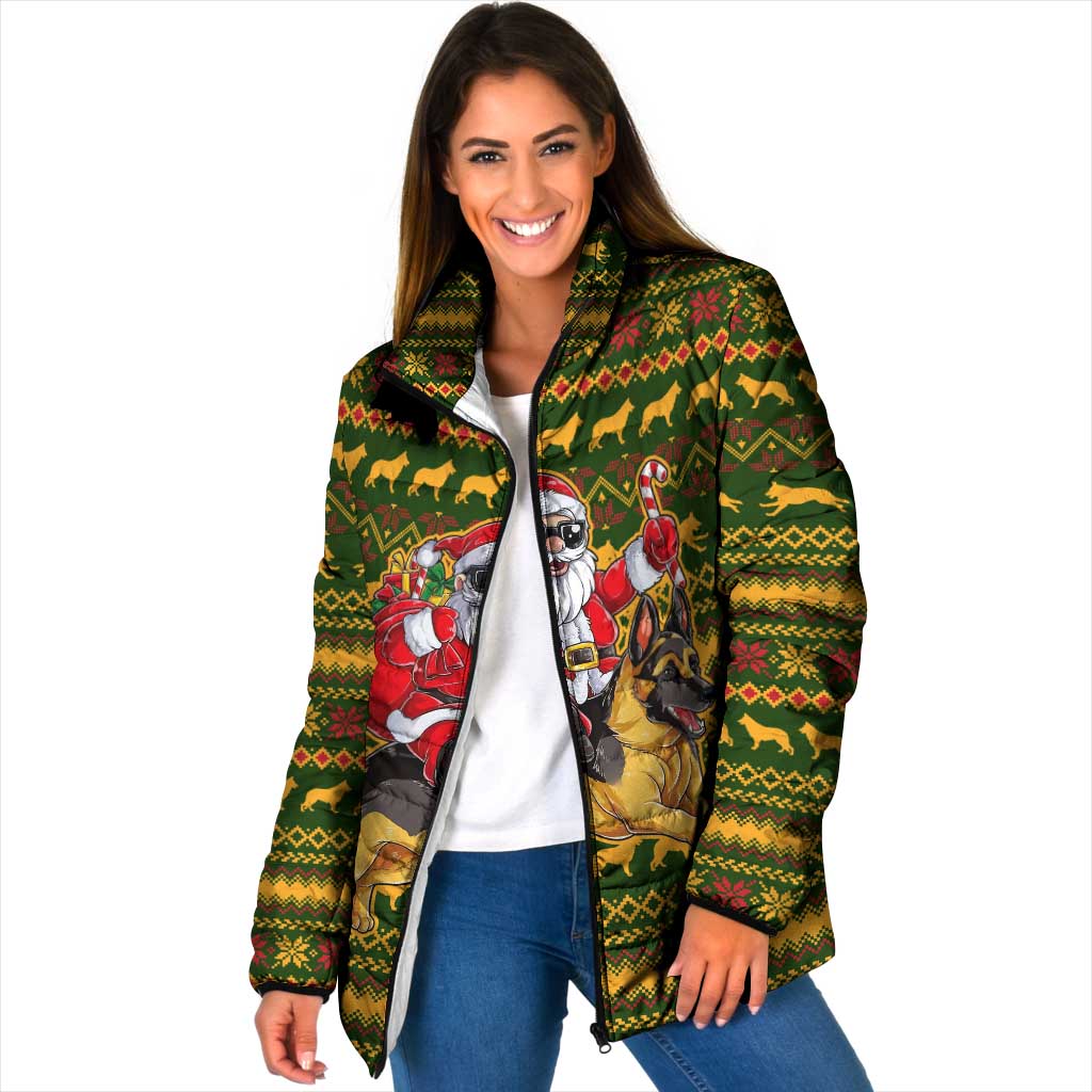 Awesome German Shepherd Dog Santa Claus Christmas Padded Jacket Xmas Holiday Patterns - Wonder Print Shop