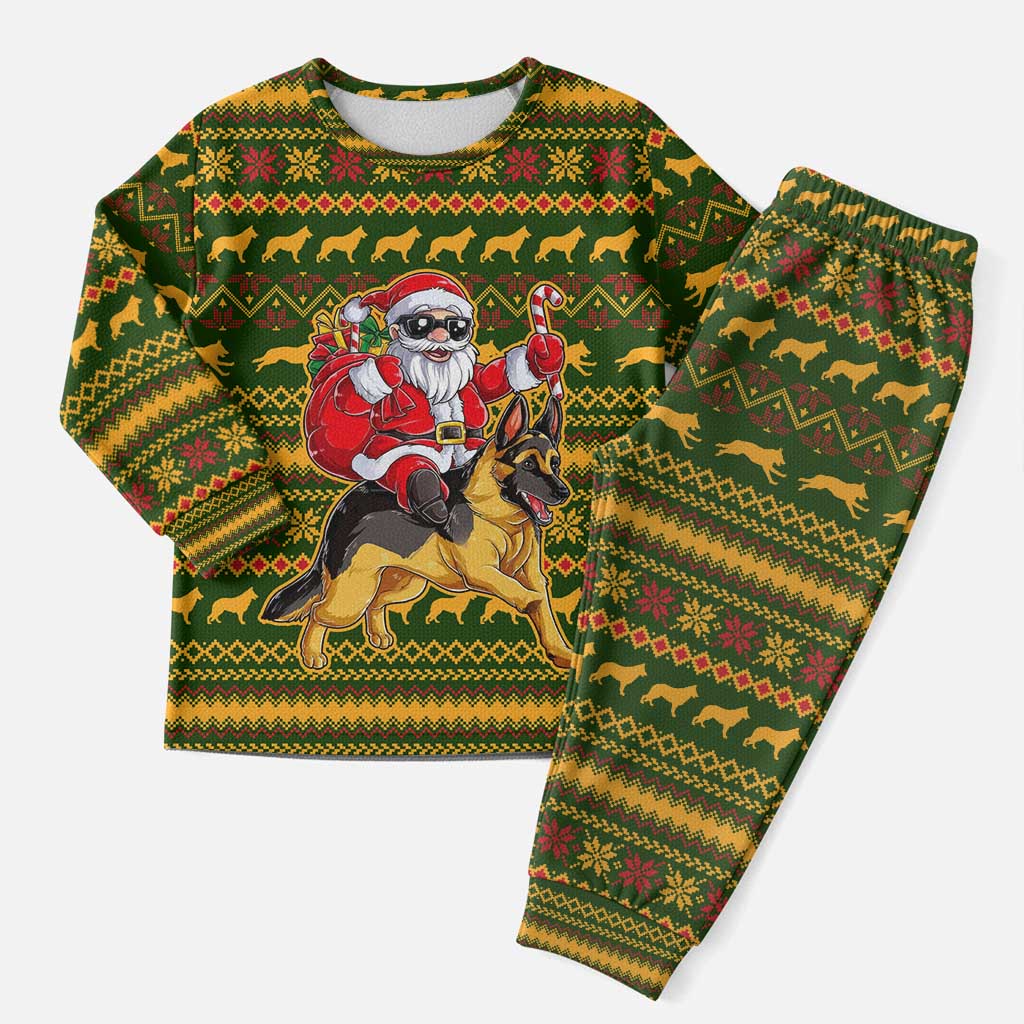 Awesome German Shepherd Dog Santa Claus Christmas Pajama Set Xmas Holiday Patterns - Wonder Print Shop