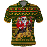 Awesome German Shepherd Dog Santa Claus Christmas Polo Shirt Xmas Holiday Patterns - Wonder Print Shop