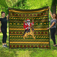 Awesome German Shepherd Dog Santa Claus Christmas Quilt Xmas Holiday Patterns - Wonder Print Shop