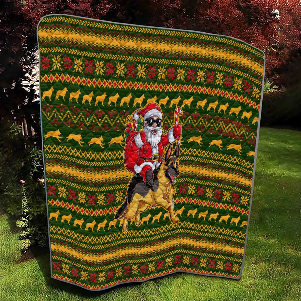 Awesome German Shepherd Dog Santa Claus Christmas Quilt Xmas Holiday Patterns - Wonder Print Shop