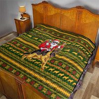 Awesome German Shepherd Dog Santa Claus Christmas Quilt Xmas Holiday Patterns - Wonder Print Shop
