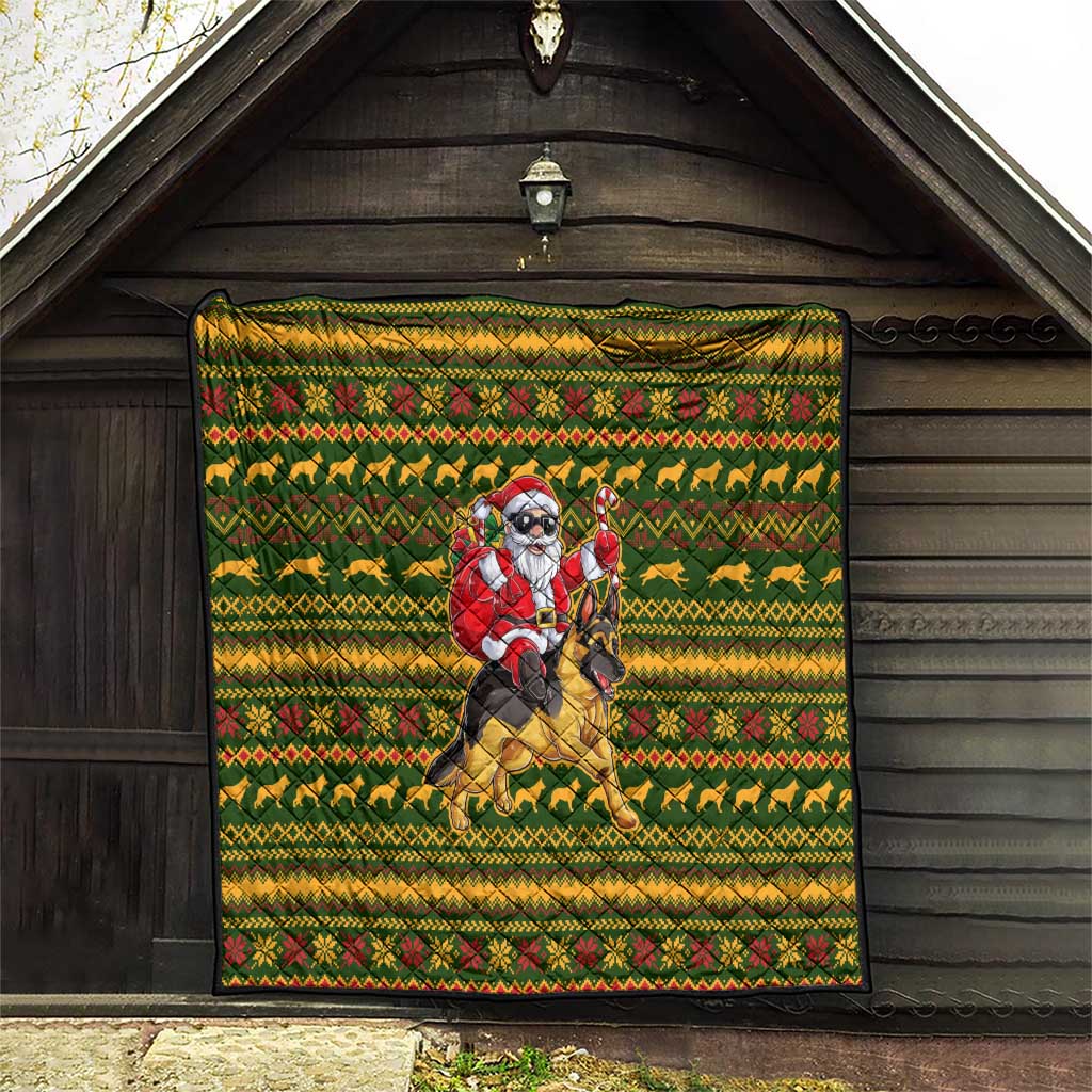 Awesome German Shepherd Dog Santa Claus Christmas Quilt Xmas Holiday Patterns - Wonder Print Shop