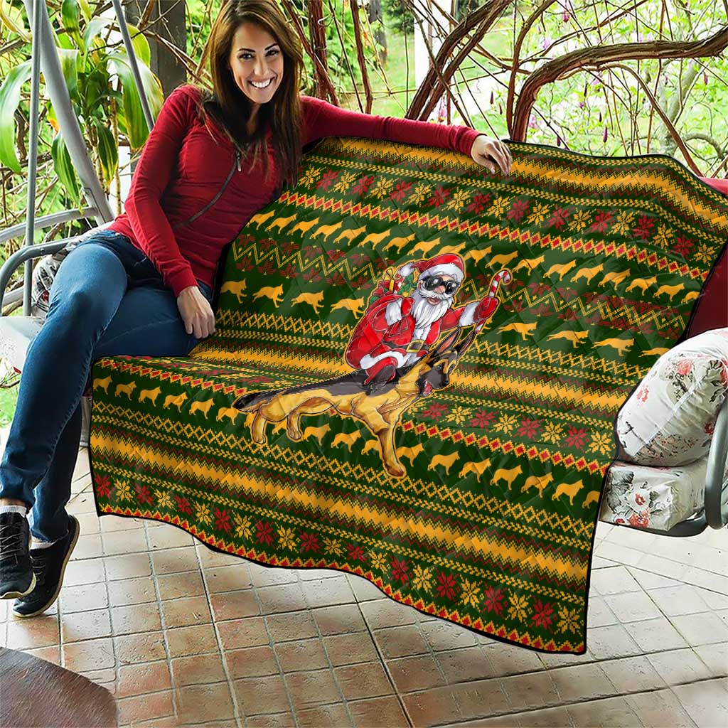 Awesome German Shepherd Dog Santa Claus Christmas Quilt Xmas Holiday Patterns - Wonder Print Shop